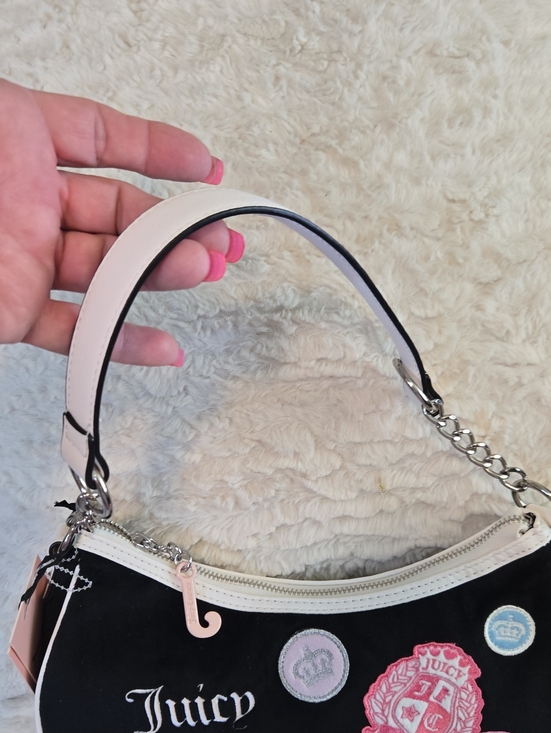 Black And White Juicy Couture Shoulder Bag for Sale up to 90  Juicy Couture Black Patent Shoulder Bag with White Trim and Patch Accents